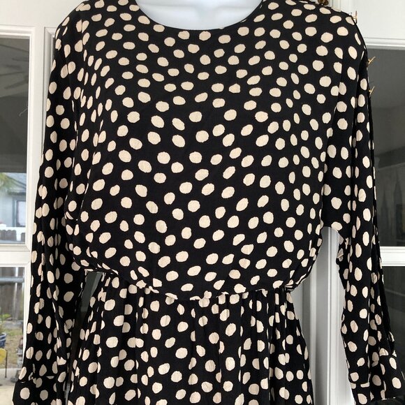 Zara Black Cream Polka Dot Mini Dress  Small - Picture 5 of 8